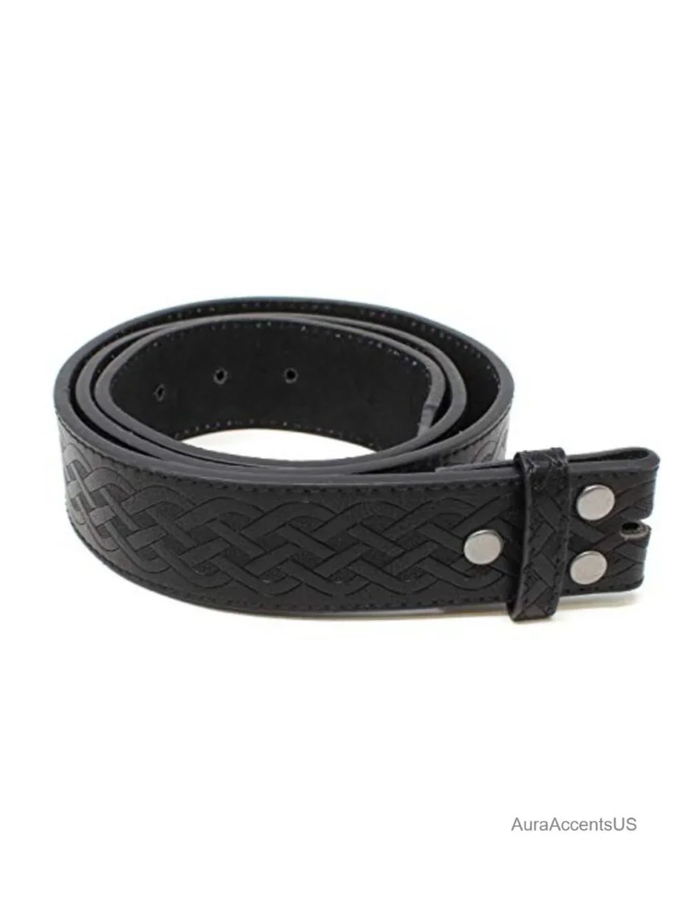 Celtic Knot Leather Belt Strap 1.5 Inch Interchangeable Snap Closure Men's
